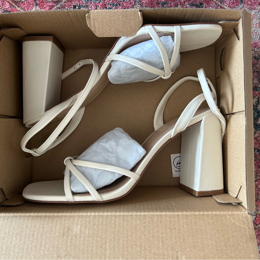 Mango Cream Block Heel Sandals